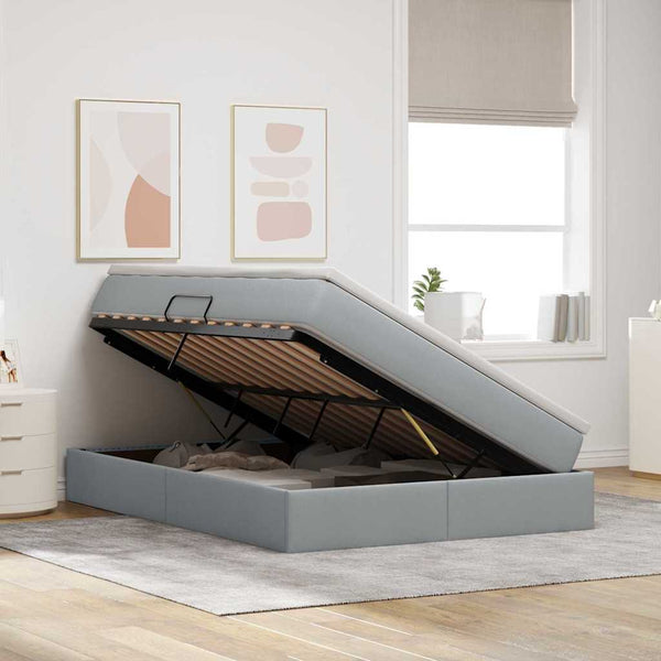 vidaXL Storage Bed with Mattress Light Grey 140 x 190 cm Polyester
