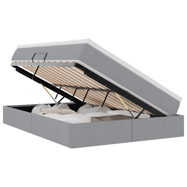 vidaXL Storage Bed with Mattress Light Grey 140 x 190 cm Polyester