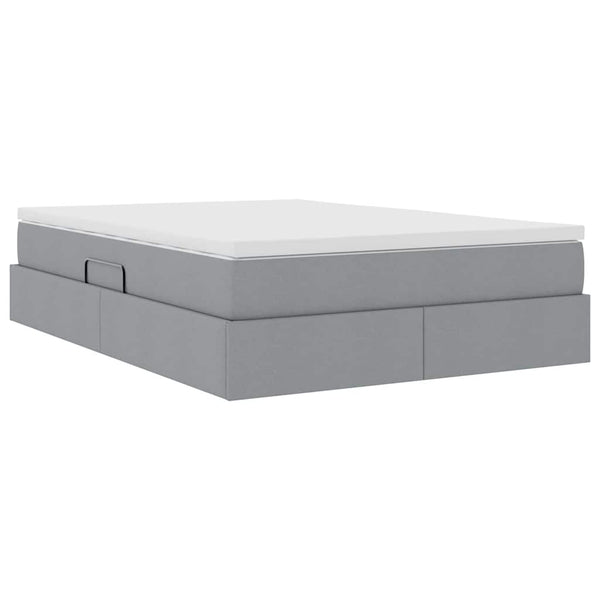 vidaXL Storage Bed with Mattress Light Grey 140 x 190 cm Polyester