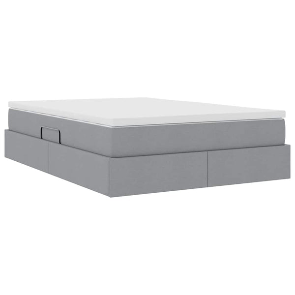 vidaXL Storage Bed with Mattress Light Grey 140 x 190 cm Polyester