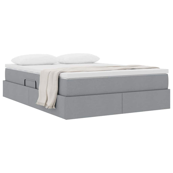 vidaXL Storage Bed with Mattress Light Grey 140 x 190 cm Polyester