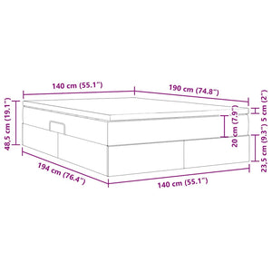 vidaXL Storage Bed with Mattress Light Grey 140 x 190 cm Polyester