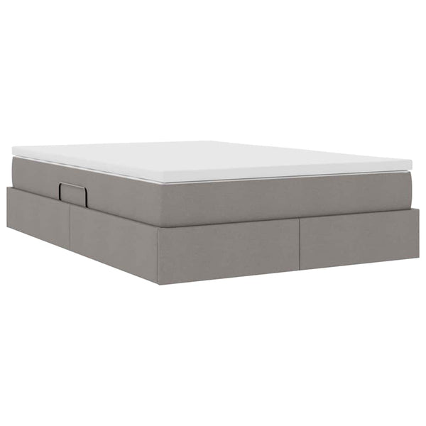 vidaXL Storage Bed with Mattress Taupe 140 x 190 cm Polyester