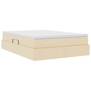 vidaXL Storage Bed with Mattress Cream 140 x 190 cm Polyester