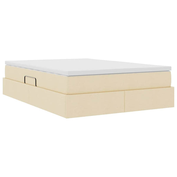 vidaXL Storage Bed with Mattress Cream 140 x 190 cm Polyester