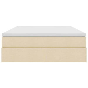 vidaXL Storage Bed with Mattress Cream 140 x 190 cm Polyester