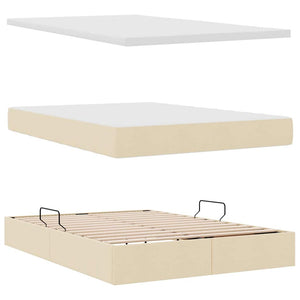 vidaXL Storage Bed with Mattress Cream 140 x 190 cm Polyester