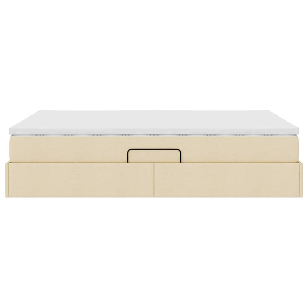 vidaXL Storage Bed with Mattress Cream 140 x 190 cm Polyester