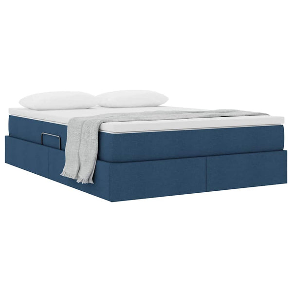 vidaXL Storage Bed with Mattress Blue 140 x 190 cm Polyester