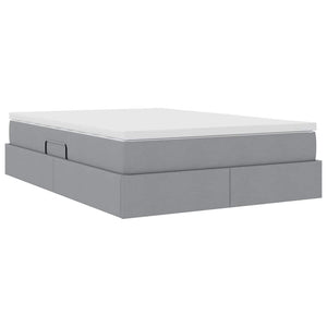vidaXL Storage Bed with Mattress Light Gray 140 x 200 cm Polyester