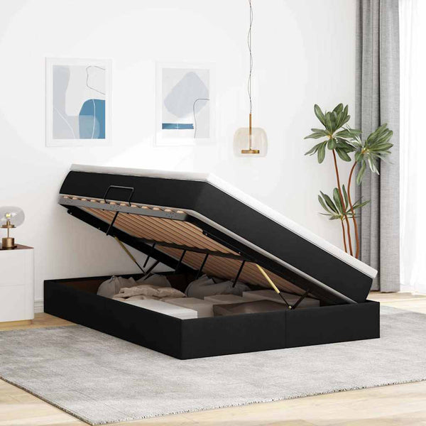 vidaXL Storage Bed with Mattress Black 140 x 200 cm Polyester