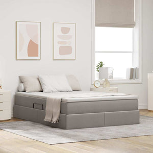 vidaXL Storage Bed with Mattress Taupe 140 x 200 cm Polyester