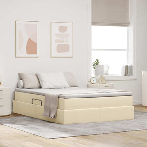 vidaXL Storage Bed with Mattress Cream 140 x 200 cm Polyester
