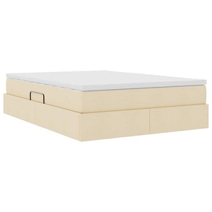 vidaXL Storage Bed with Mattress Cream 140 x 200 cm Polyester