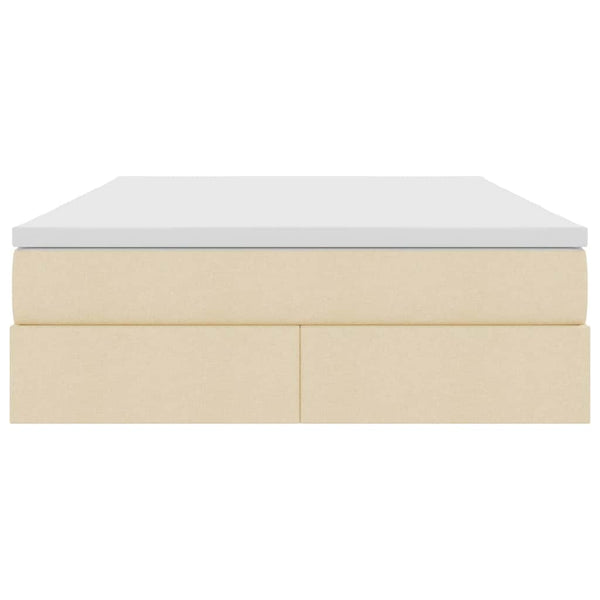 vidaXL Storage Bed with Mattress Cream 140 x 200 cm Polyester