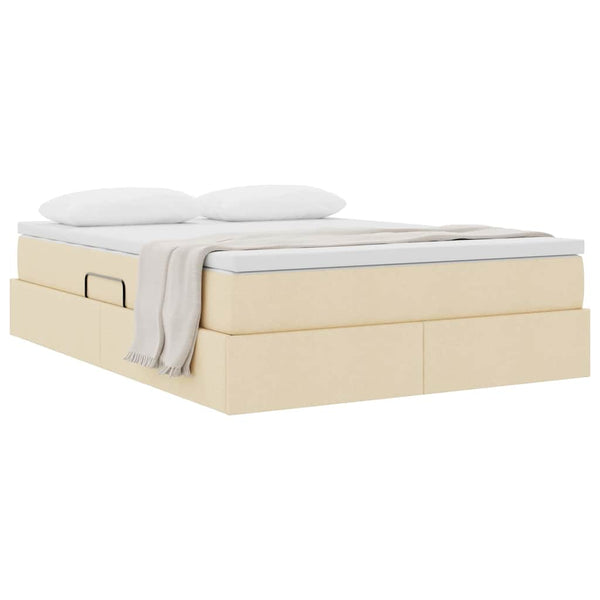vidaXL Storage Bed with Mattress Cream 140 x 200 cm Polyester