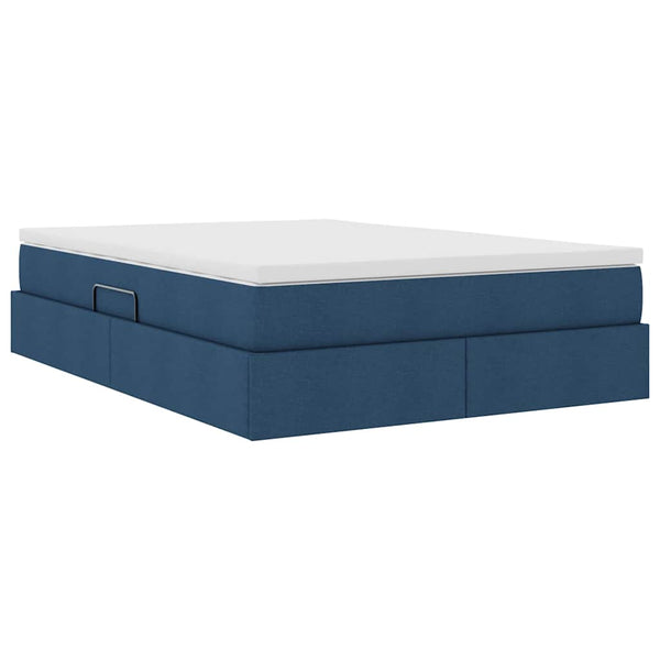 vidaXL Storage Bed with Mattress Blue 140 x 200 cm Polyester