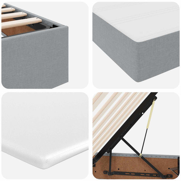 vidaXL Storage Bed with Mattress Light Grey 160 x 200 cm Polyester