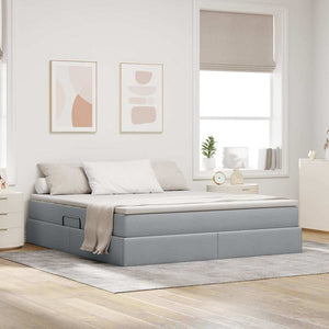 vidaXL Storage Bed with Mattress Light Grey 160 x 200 cm Polyester