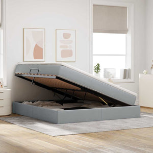 vidaXL Storage Bed with Mattress Light Grey 160 x 200 cm Polyester