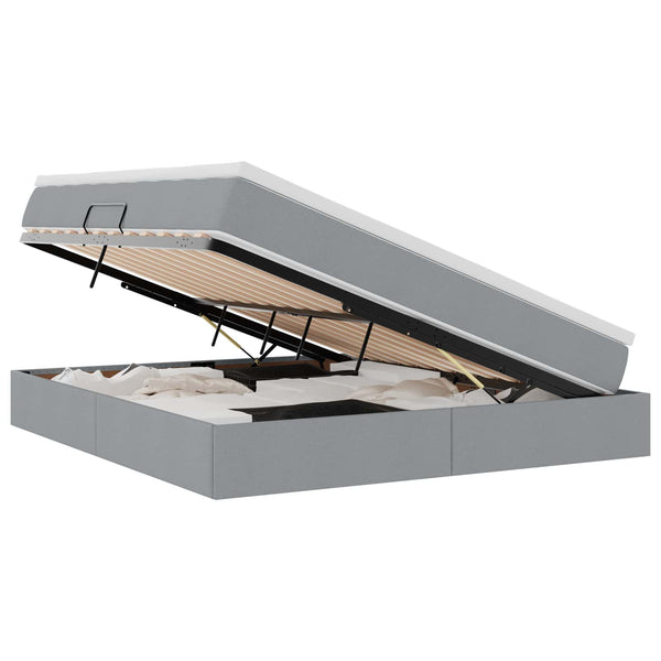 vidaXL Storage Bed with Mattress Light Grey 160 x 200 cm Polyester
