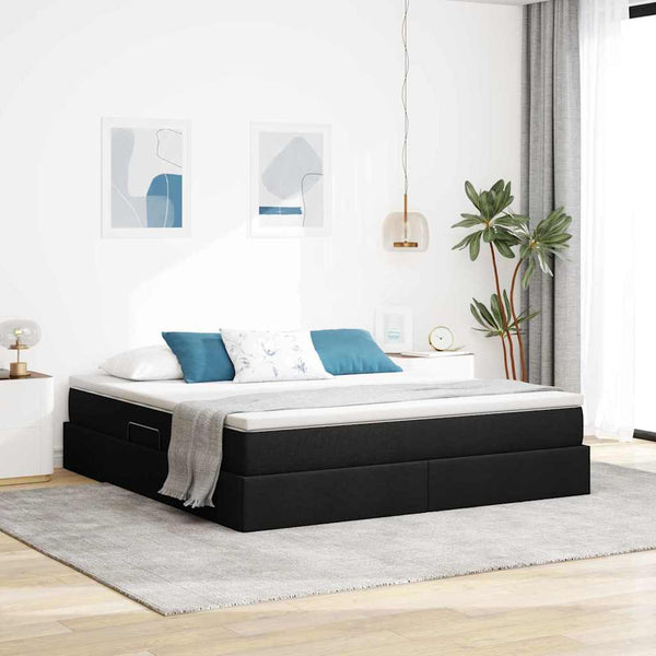 vidaXL Storage Bed with Mattress Black 160 x 200 cm Polyester