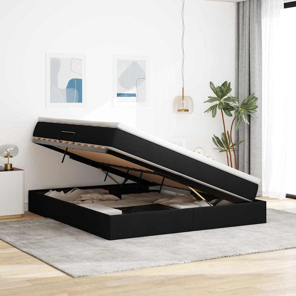 vidaXL Storage Bed with Mattress Black 160 x 200 cm Polyester