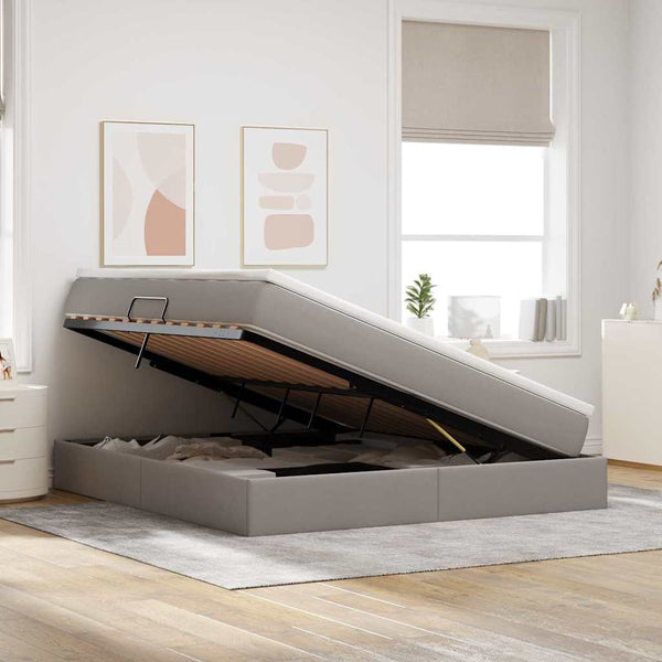 vidaXL Storage Bed with Mattress Taupe 160 x 200 cm Polyester