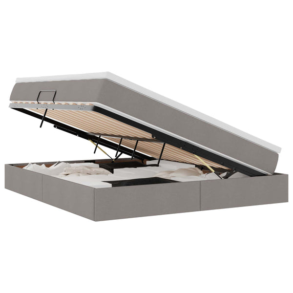 vidaXL Storage Bed with Mattress Taupe 160 x 200 cm Polyester