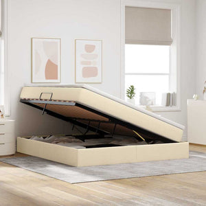 vidaXL Storage Bed with Mattress Cream 160 x 200 cm Polyester