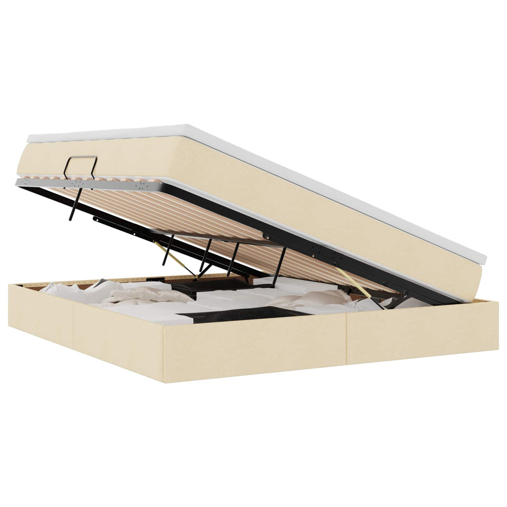 vidaXL Storage Bed with Mattress Cream 160 x 200 cm Polyester