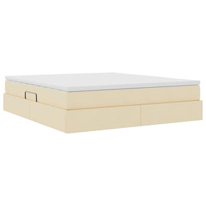 vidaXL Storage Bed with Mattress Cream 160 x 200 cm Polyester