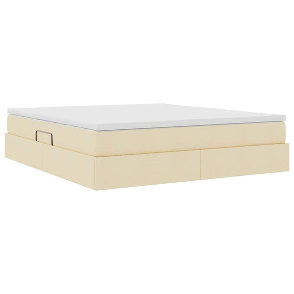 vidaXL Storage Bed with Mattress Cream 160 x 200 cm Polyester