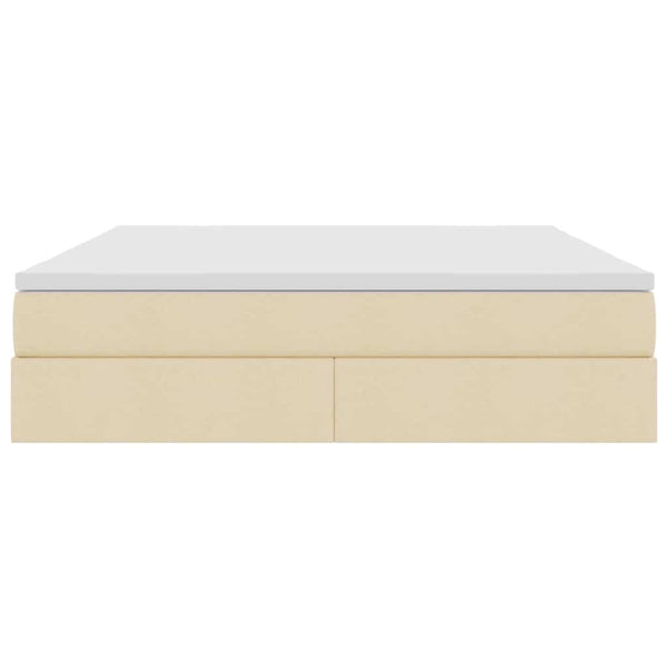 vidaXL Storage Bed with Mattress Cream 160 x 200 cm Polyester