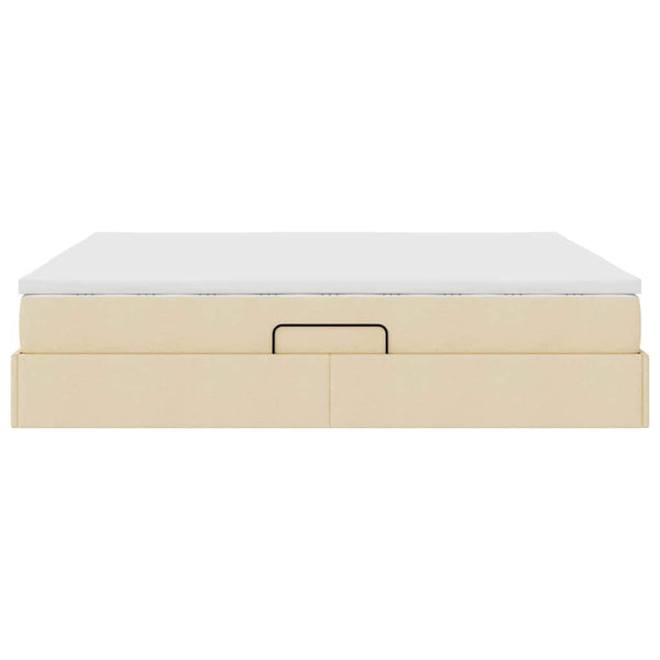 vidaXL Storage Bed with Mattress Cream 160 x 200 cm Polyester