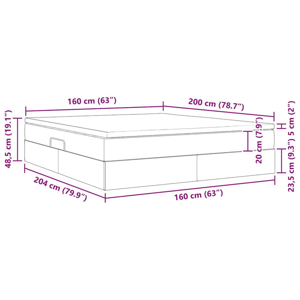 vidaXL Storage Bed with Mattress Cream 160 x 200 cm Polyester