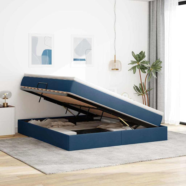 vidaXL Storage Bed with Mattress Blue 160 x 200 cm Polyester
