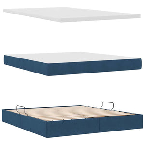 vidaXL Storage Bed with Mattress Blue 160 x 200 cm Polyester