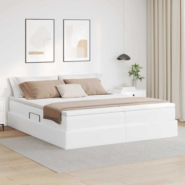 vidaXL Storage Bed with Mattress White 180 x 200 cm Faux Leather