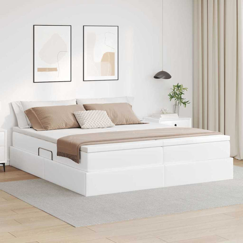 vidaXL Storage Bed with Mattress White 200 x 200 cm Faux Leather