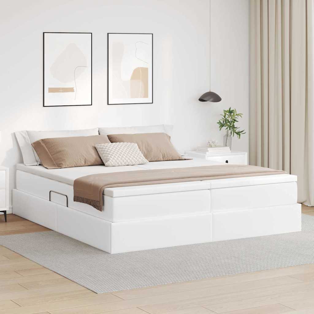 vidaXL Storage Bed with Mattress White 200 x 200 cm Faux Leather