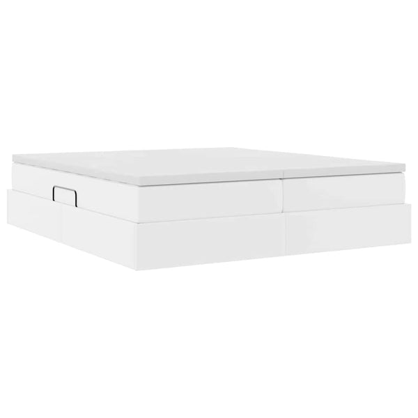 vidaXL Storage Bed with Mattress White 200 x 200 cm Faux Leather