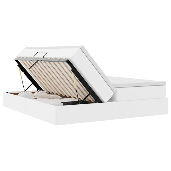 vidaXL Storage Bed with Mattress White 200 x 200 cm Faux Leather