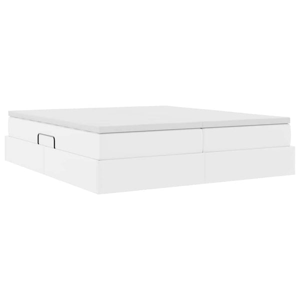 vidaXL Storage Bed with Mattress White 200 x 200 cm Faux Leather