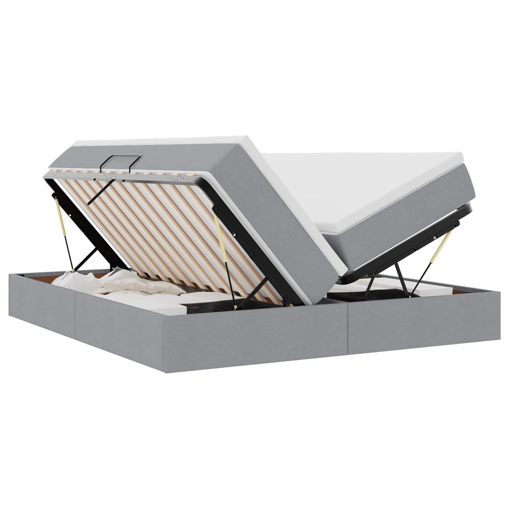 vidaXL Storage Bed with Mattress Light Grey 180 x 200 cm Polyester