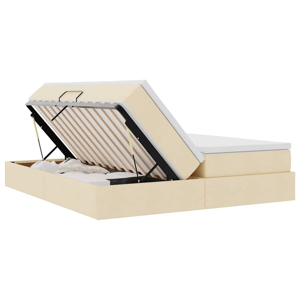 vidaXL Storage Bed with Mattress Cream 180 x 200 cm Polyester