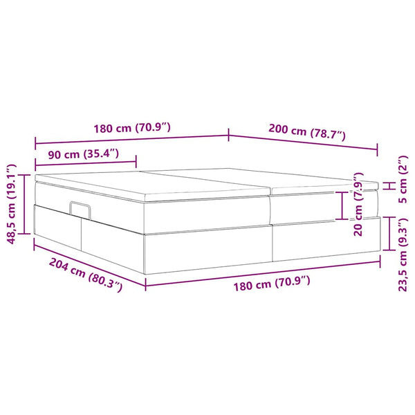 vidaXL Storage Bed with Mattress Cream 180 x 200 cm Polyester