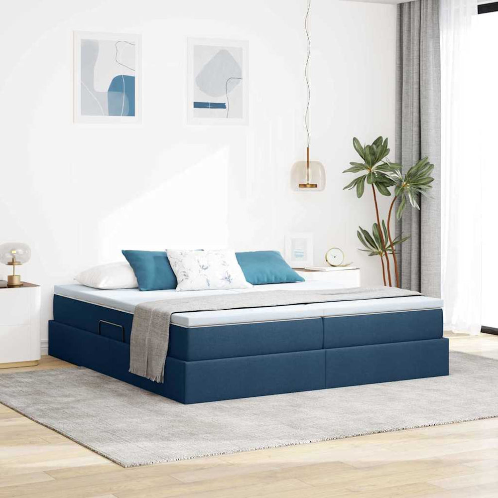 vidaXL Storage Bed with Mattress Blue 180 x 200 cm Polyester