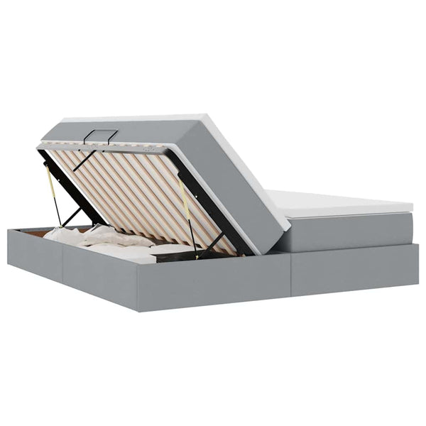 vidaXL Storage Bed with Mattress Light Gray 200 x 200 cm Polyester