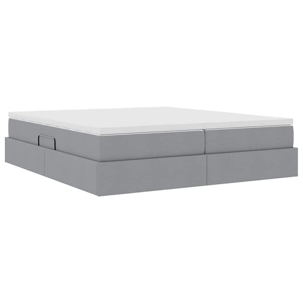 vidaXL Storage Bed with Mattress Light Gray 200 x 200 cm Polyester